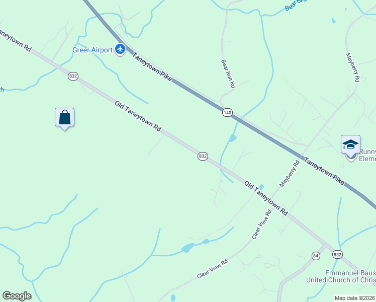 map of restaurants, bars, coffee shops, grocery stores, and more near 3341 Old Taneytown Road in Westminster