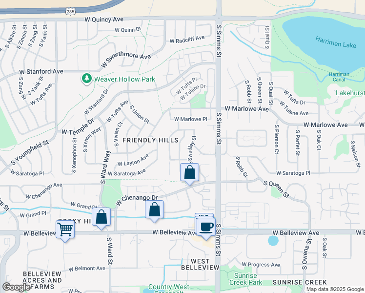 map of restaurants, bars, coffee shops, grocery stores, and more near 4774 South Tabor Street in Morrison