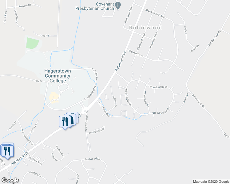 map of restaurants, bars, coffee shops, grocery stores, and more near 11539 Selema Dr in Hagerstown