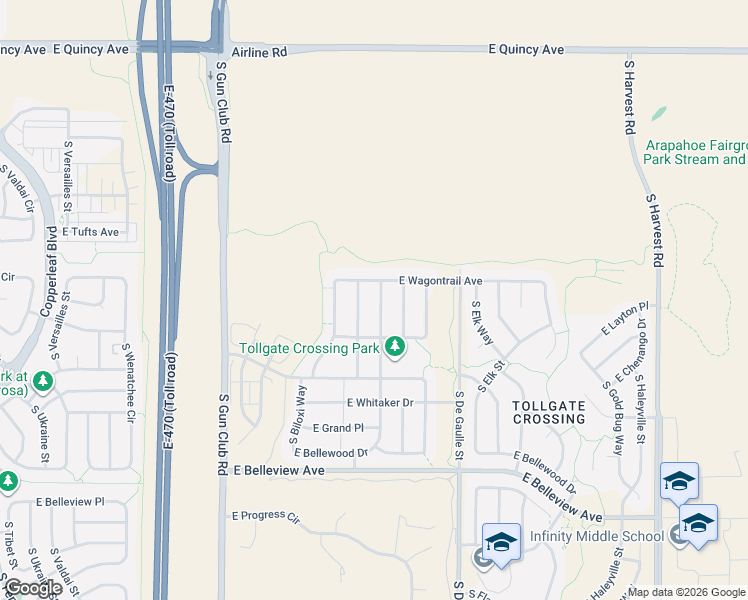 map of restaurants, bars, coffee shops, grocery stores, and more near 4776 South Buchanan Street in Aurora