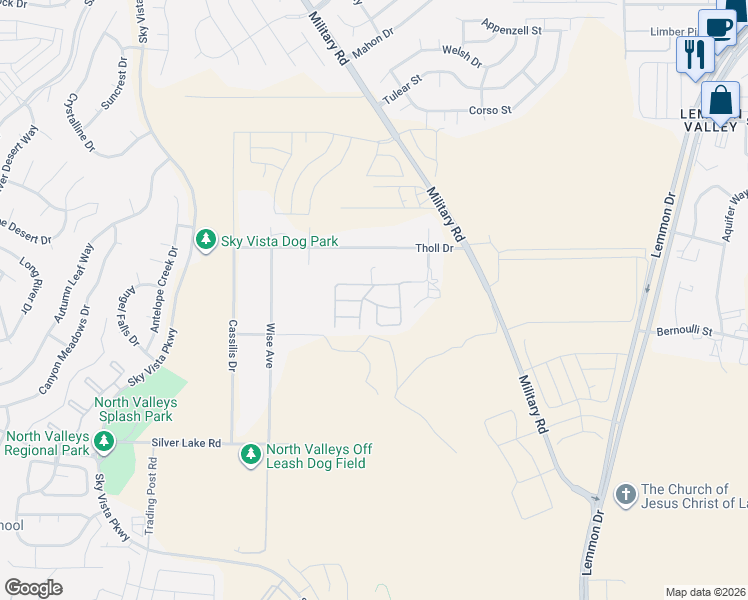 map of restaurants, bars, coffee shops, grocery stores, and more near 11 Tuck Circle in Reno