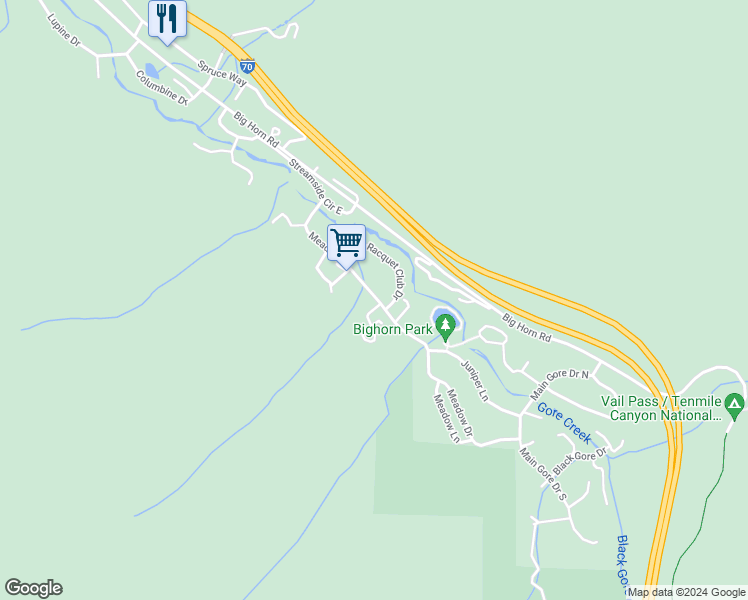 map of restaurants, bars, coffee shops, grocery stores, and more near 4690 Vail Racquet Club Drive in Vail