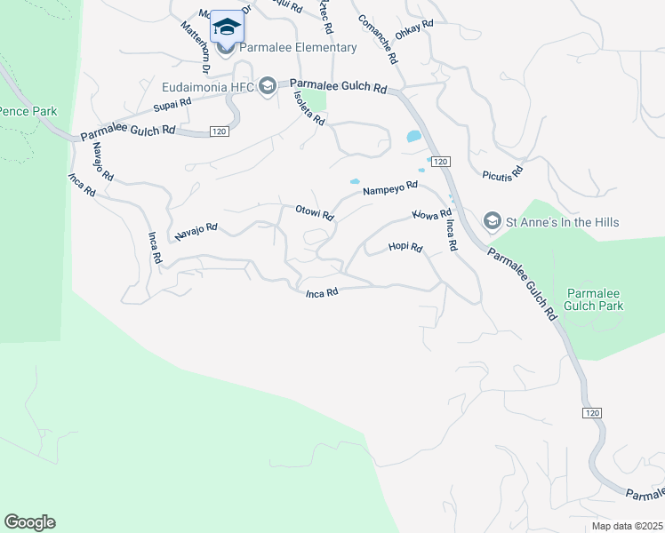 map of restaurants, bars, coffee shops, grocery stores, and more near 23277 Inca Road in Indian Hills