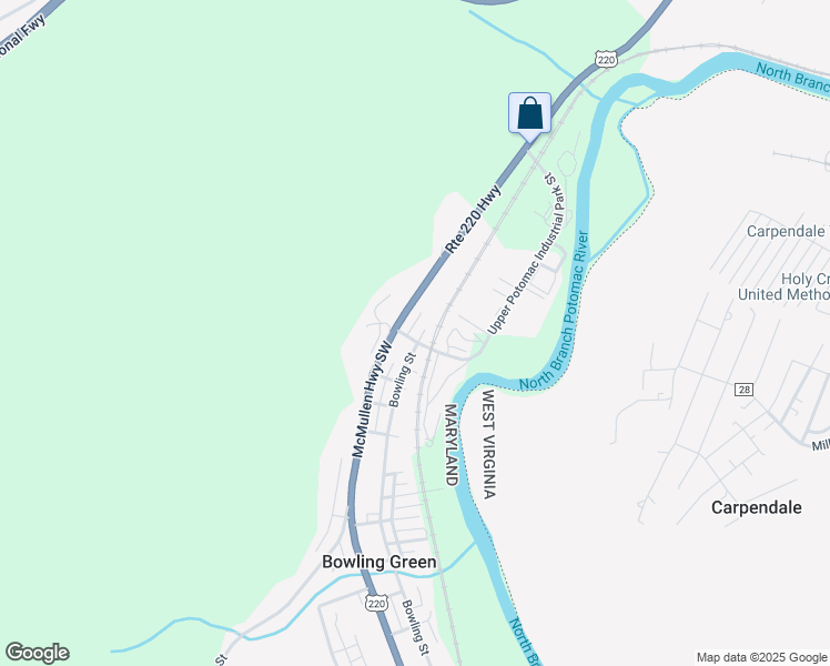 map of restaurants, bars, coffee shops, grocery stores, and more near 12102 McMullen Highway Southwest in Cumberland