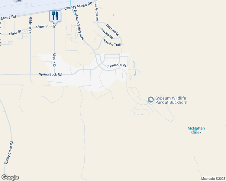 map of restaurants, bars, coffee shops, grocery stores, and more near 163 Bridger Drive in Gypsum