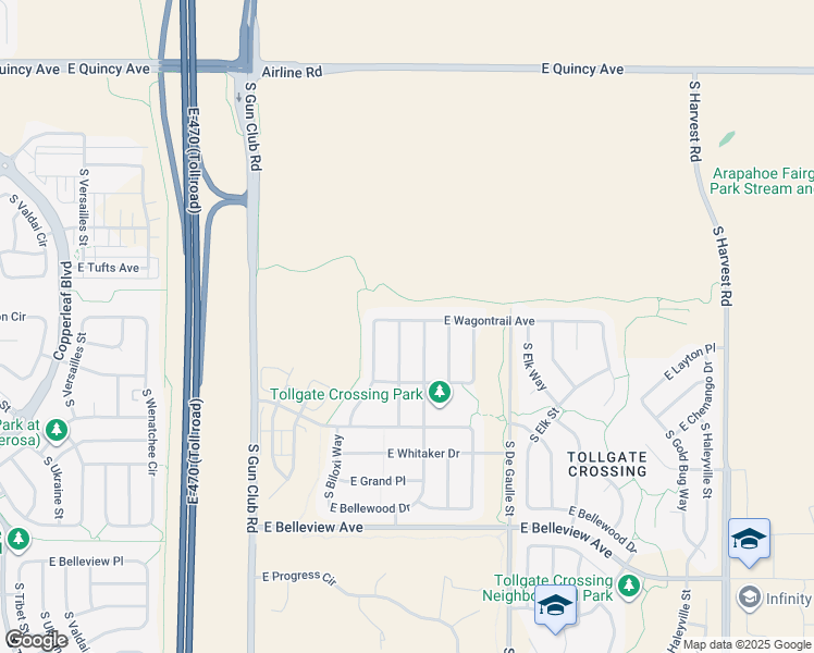 map of restaurants, bars, coffee shops, grocery stores, and more near 4736 South Buchanan Street in Aurora
