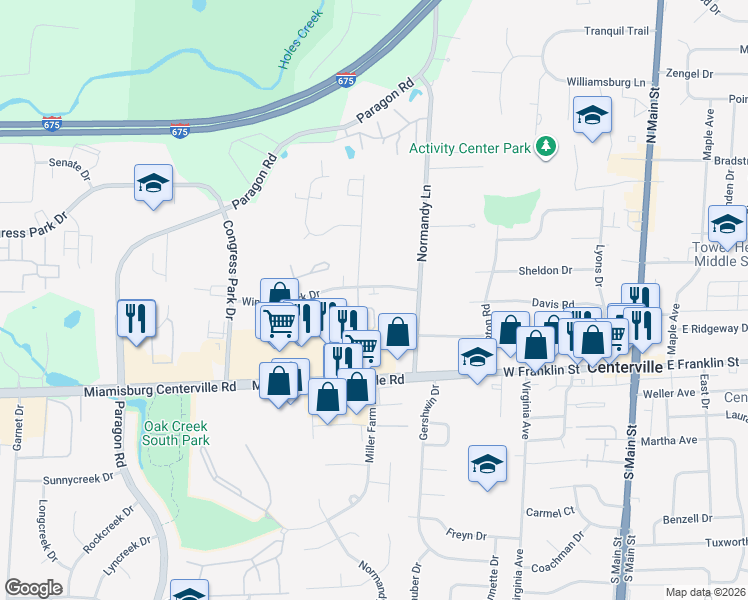 map of restaurants, bars, coffee shops, grocery stores, and more near 202 Crystal Point Drive in Montgomery County