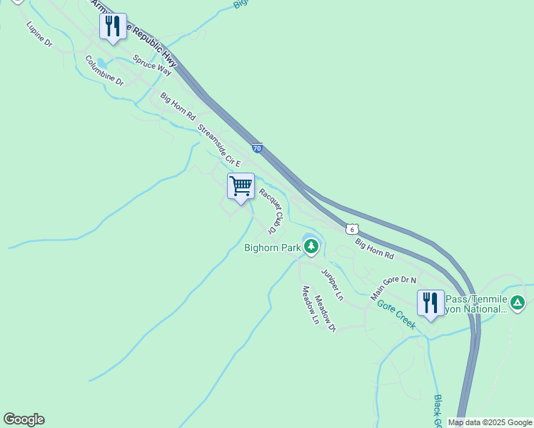 map of restaurants, bars, coffee shops, grocery stores, and more near 4630 Vail Racquet Club Drive in Vail