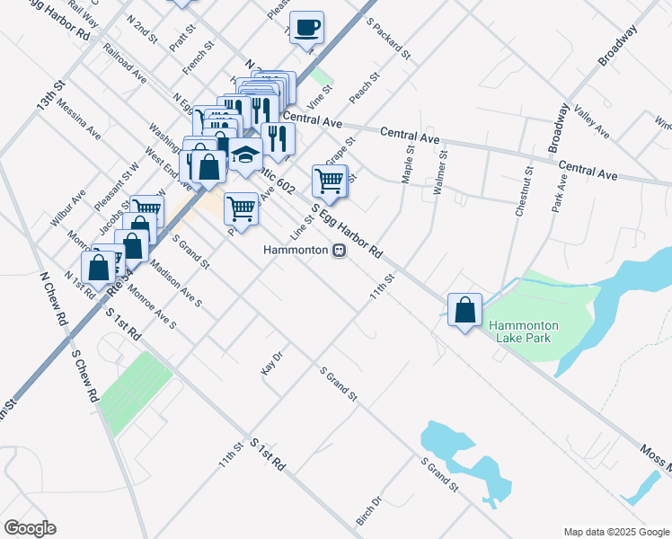 map of restaurants, bars, coffee shops, grocery stores, and more near 390 South Egg Harbor Road in Hammonton