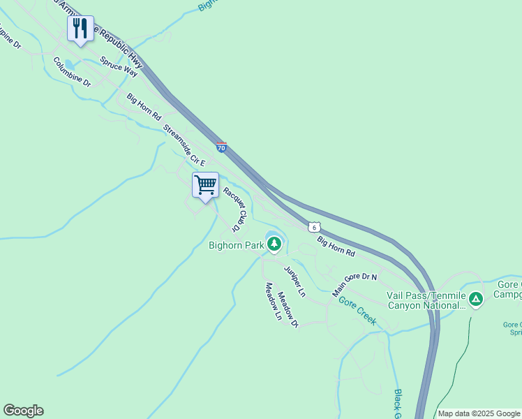 map of restaurants, bars, coffee shops, grocery stores, and more near in Vail