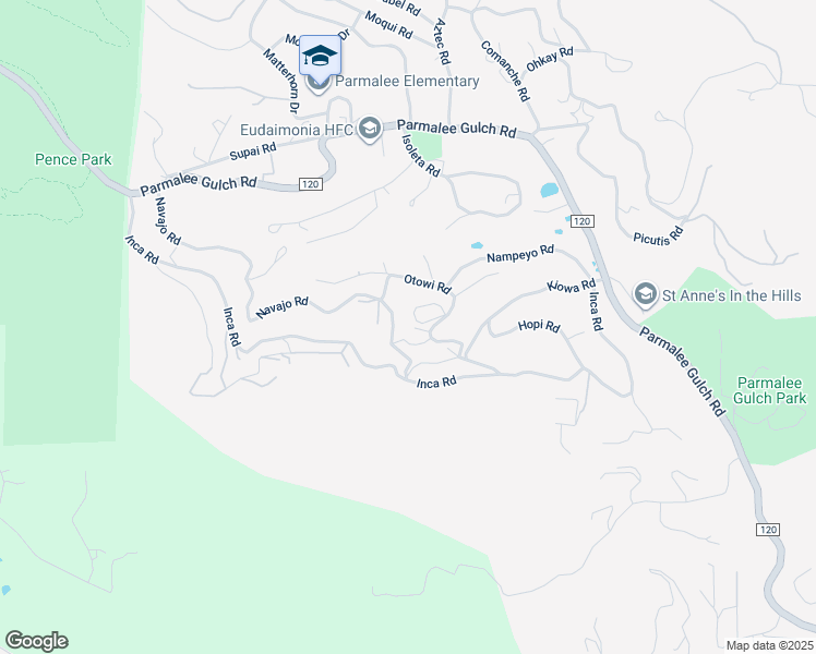 map of restaurants, bars, coffee shops, grocery stores, and more near 23465 Navajo Road in Indian Hills