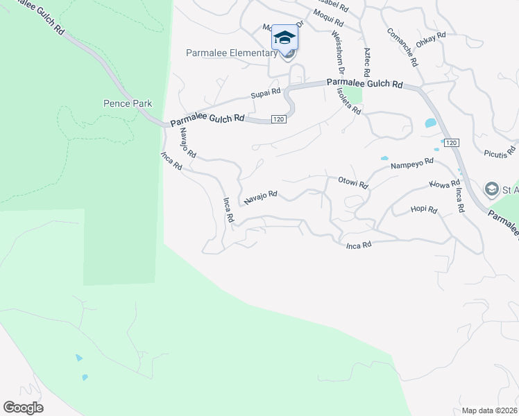 map of restaurants, bars, coffee shops, grocery stores, and more near 23846 Navajo Road in Indian Hills