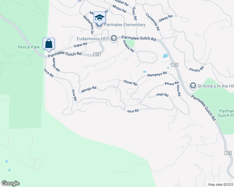 map of restaurants, bars, coffee shops, grocery stores, and more near 23465 Navajo Road in Indian Hills
