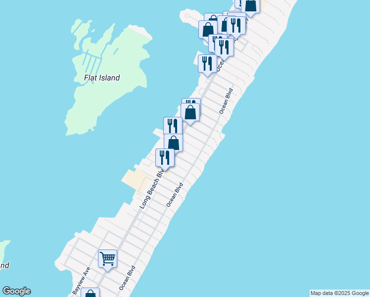 map of restaurants, bars, coffee shops, grocery stores, and more near 15 East 40th Street in Beach Haven