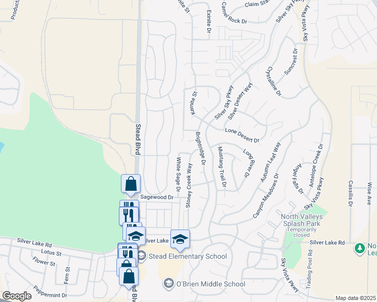 map of restaurants, bars, coffee shops, grocery stores, and more near 10011 Purple Sage Drive in Reno