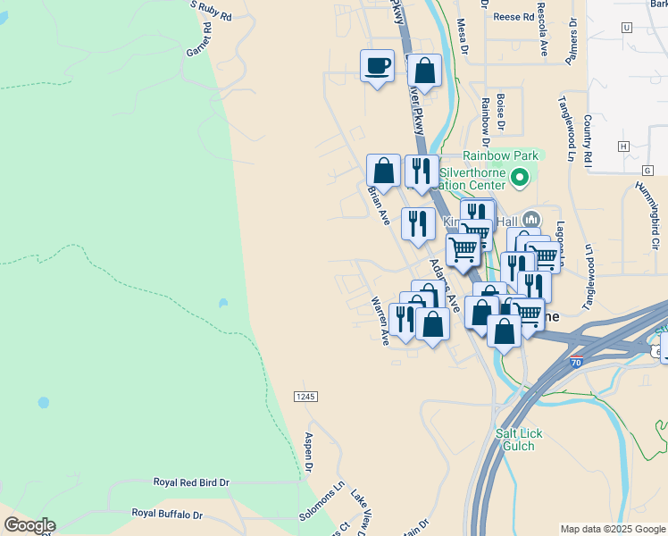 map of restaurants, bars, coffee shops, grocery stores, and more near 449 West 4th Street in Silverthorne