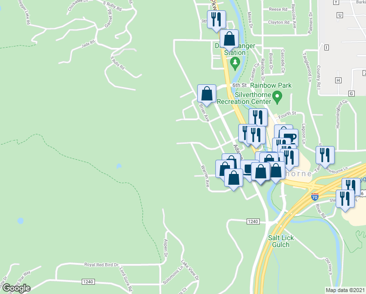 map of restaurants, bars, coffee shops, grocery stores, and more near 449 West 4th Street in Silverthorne