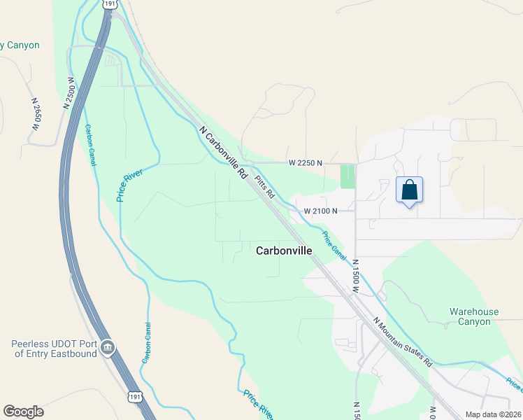 map of restaurants, bars, coffee shops, grocery stores, and more near 2087 North Carbonville Road in Helper