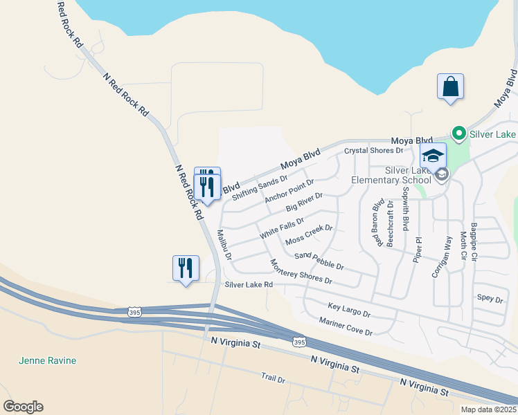 map of restaurants, bars, coffee shops, grocery stores, and more near 8178 Anchor Point Drive in Reno