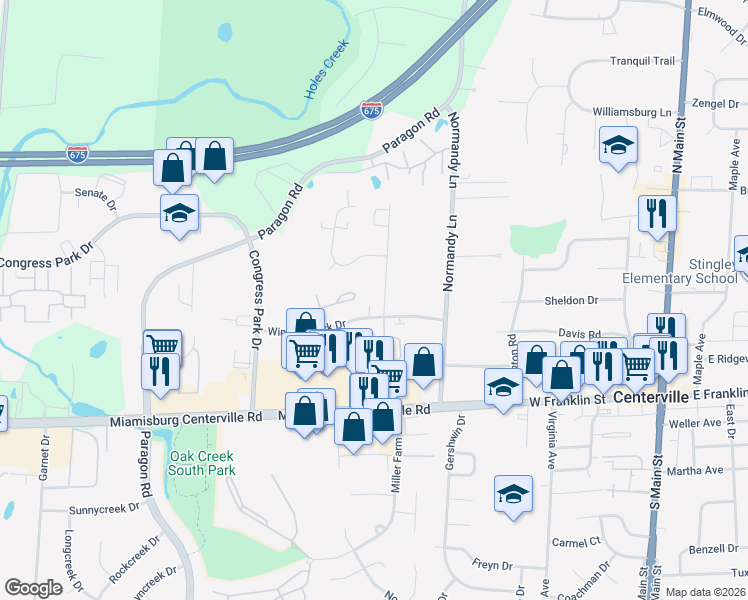 map of restaurants, bars, coffee shops, grocery stores, and more near 361 Windsor Park Drive in Montgomery County