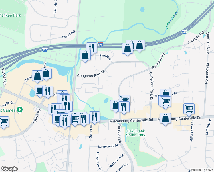 map of restaurants, bars, coffee shops, grocery stores, and more near 7833 Betsy Ross Circle in Montgomery County