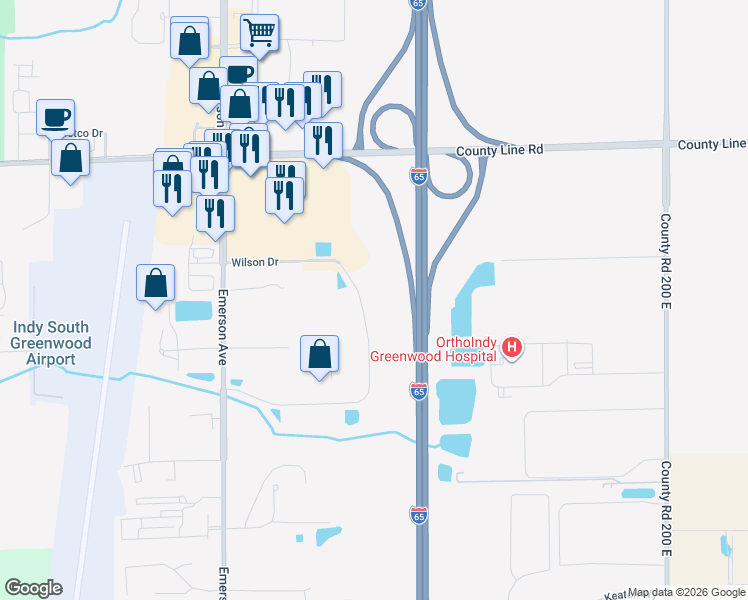 map of restaurants, bars, coffee shops, grocery stores, and more near 1009 Greenwood Springs Boulevard in Greenwood