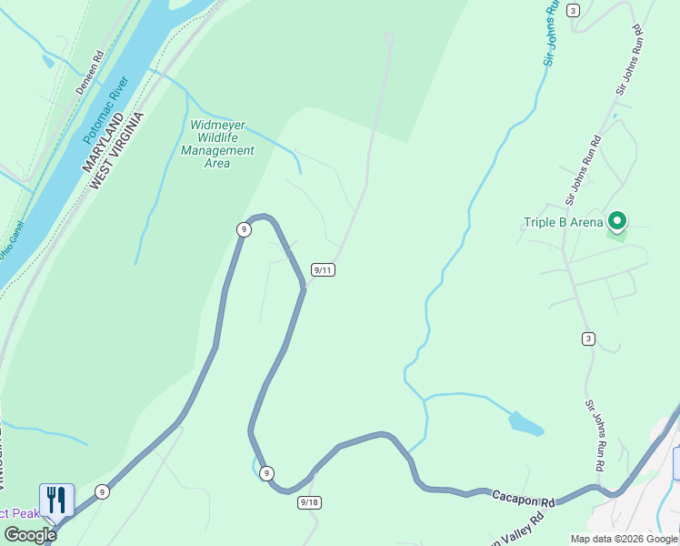 map of restaurants, bars, coffee shops, grocery stores, and more near 84 County Route 9/11 in Berkeley Springs