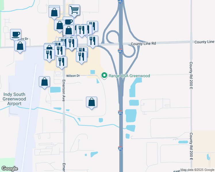 map of restaurants, bars, coffee shops, grocery stores, and more near 1009 Greenwood Springs Boulevard in Greenwood