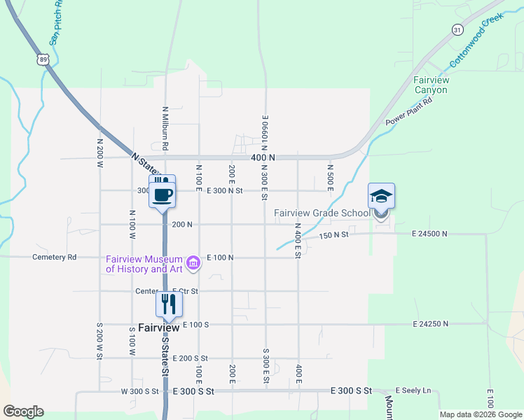 map of restaurants, bars, coffee shops, grocery stores, and more near 247 North 300 East Street in Fairview