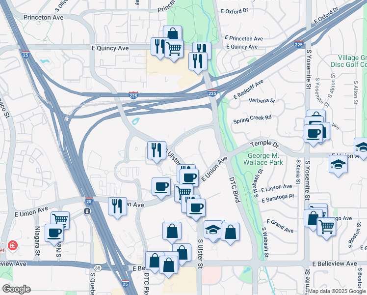 map of restaurants, bars, coffee shops, grocery stores, and more near in Denver