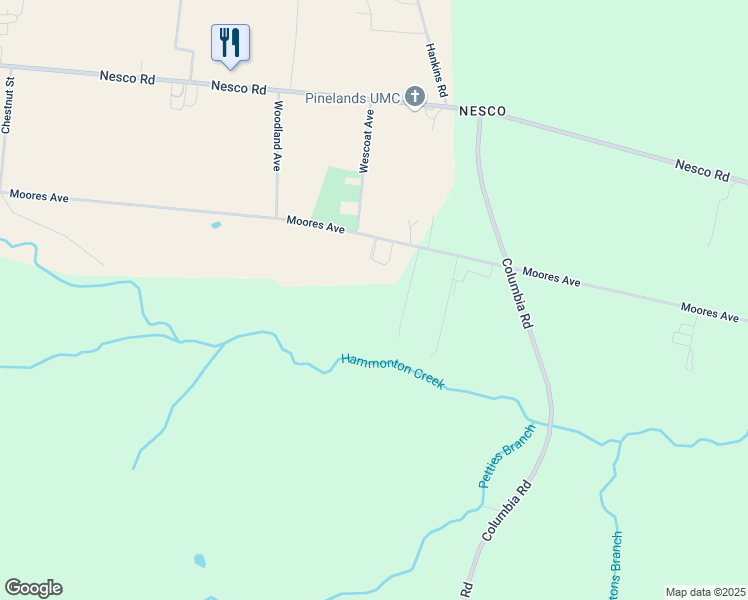 map of restaurants, bars, coffee shops, grocery stores, and more near 3615 Moores Avenue in Hammonton