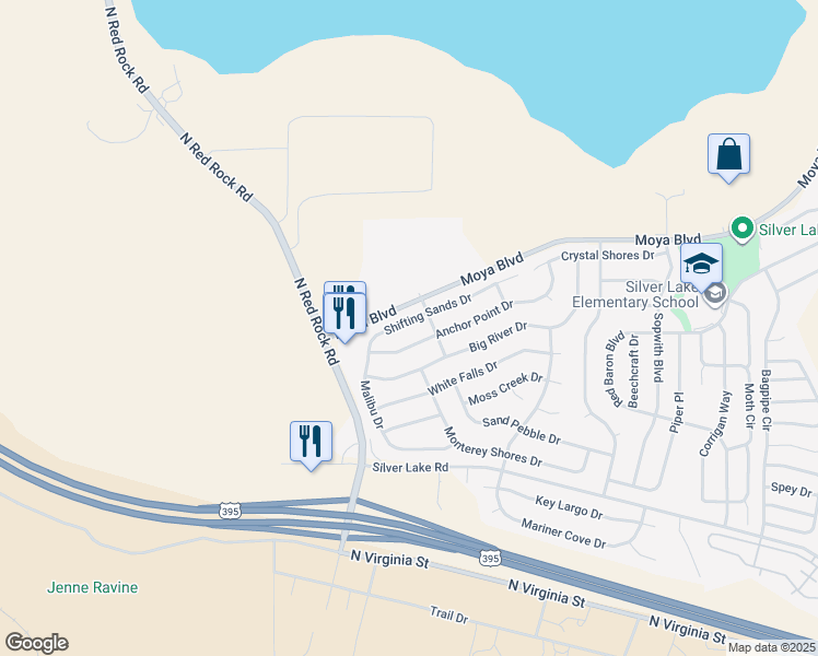 map of restaurants, bars, coffee shops, grocery stores, and more near 8178 Anchor Point Drive in Reno