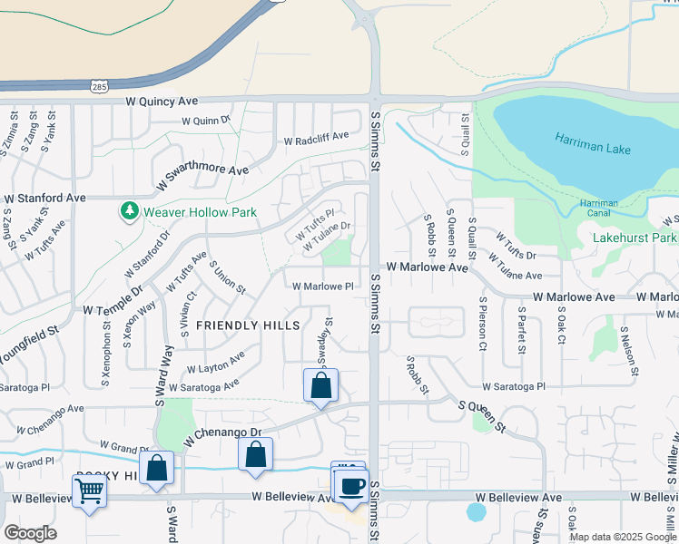 map of restaurants, bars, coffee shops, grocery stores, and more near 11748 West Marlowe Avenue in Morrison