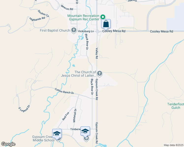 map of restaurants, bars, coffee shops, grocery stores, and more near 130 Black Bear Drive in Gypsum