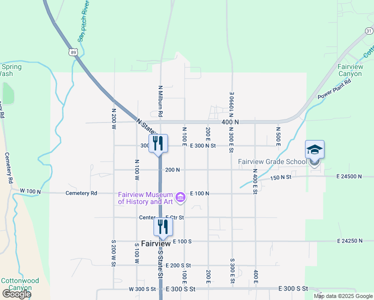 map of restaurants, bars, coffee shops, grocery stores, and more near 280 North 100 East in Fairview