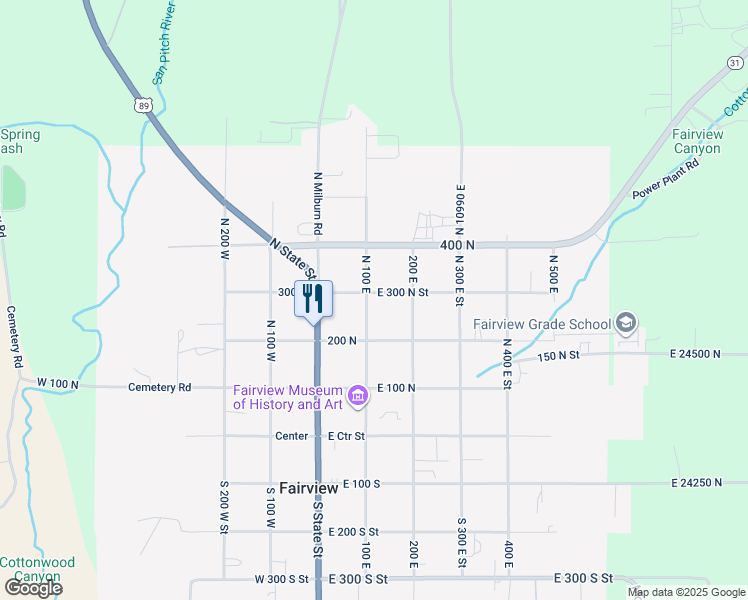 map of restaurants, bars, coffee shops, grocery stores, and more near 280 North 100 East in Fairview