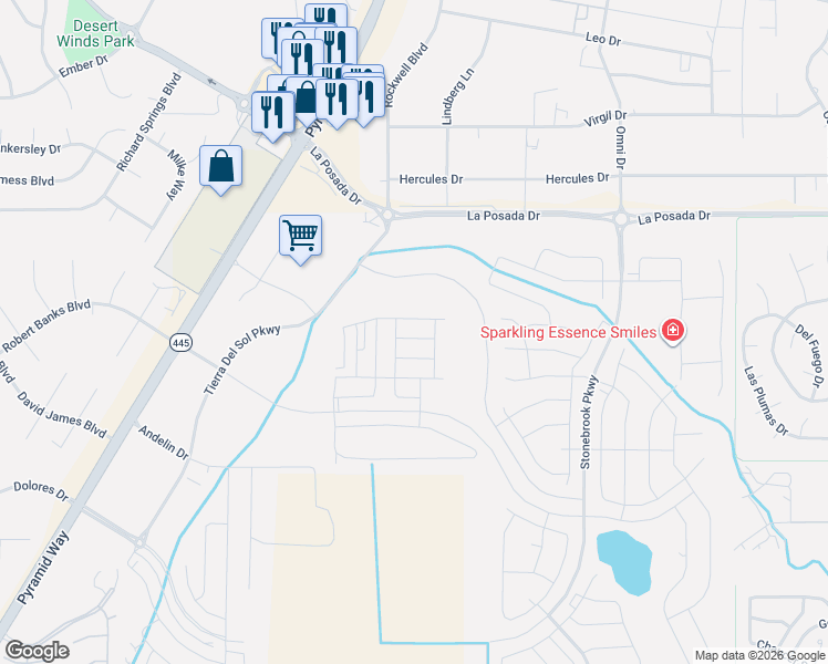 map of restaurants, bars, coffee shops, grocery stores, and more near La Posada Drive in Sparks