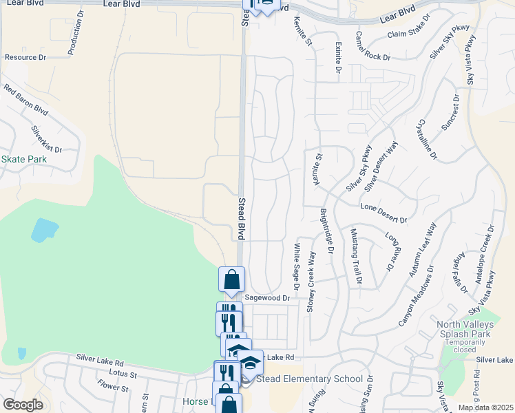 map of restaurants, bars, coffee shops, grocery stores, and more near 11570 Green Mountain Street in Reno