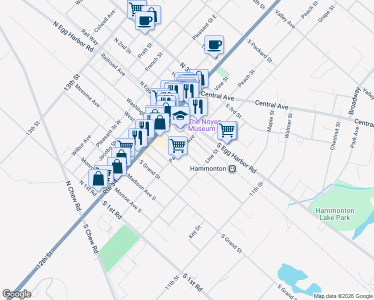 map of restaurants, bars, coffee shops, grocery stores, and more near 22 Passmore Avenue in Hammonton
