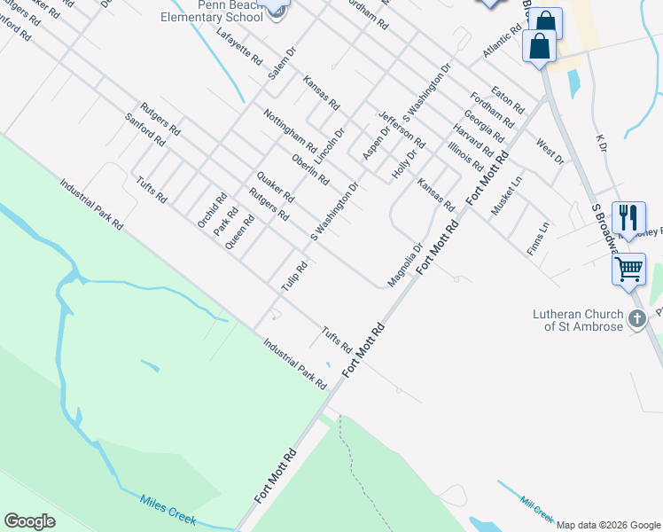 map of restaurants, bars, coffee shops, grocery stores, and more near 140 Magnolia Drive in Pennsville Township