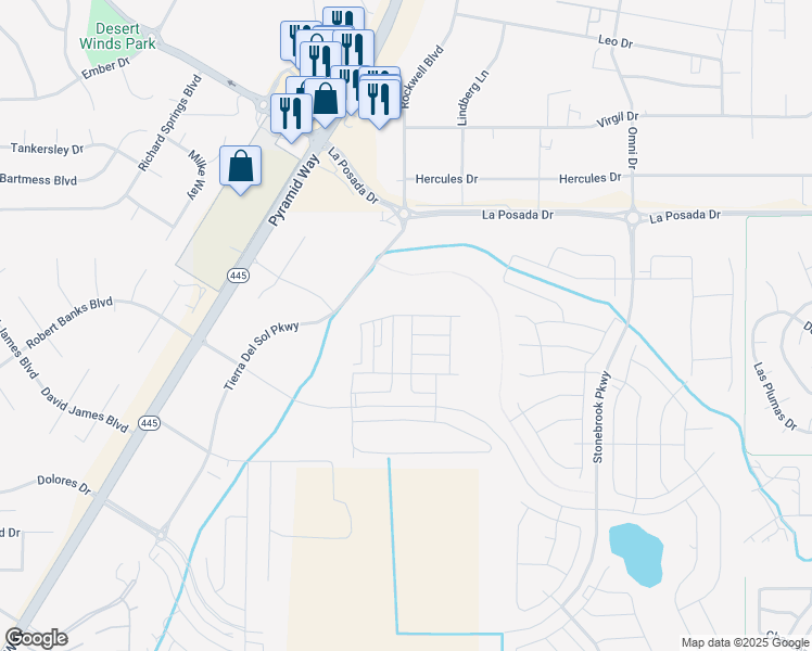 map of restaurants, bars, coffee shops, grocery stores, and more near La Posada Dr in Sparks