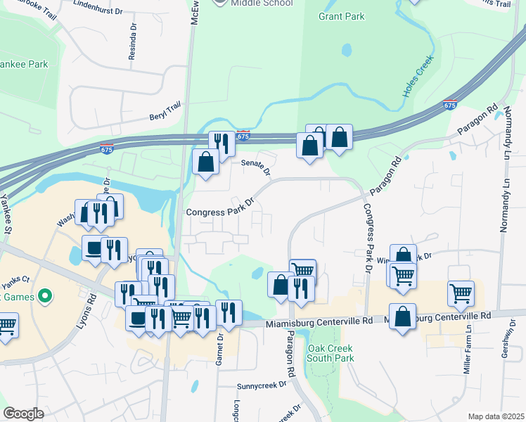 map of restaurants, bars, coffee shops, grocery stores, and more near 7754 Betsy Ross Circle in Montgomery County