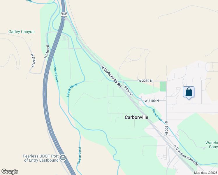 map of restaurants, bars, coffee shops, grocery stores, and more near 2190 North 1950 West in Helper