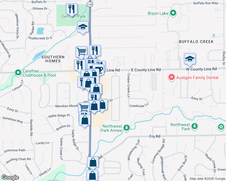 map of restaurants, bars, coffee shops, grocery stores, and more near 1170 Apple Valley Road in Greenwood