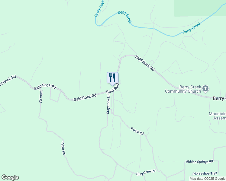 map of restaurants, bars, coffee shops, grocery stores, and more near 2 Bay Ranch Road in Berry Creek