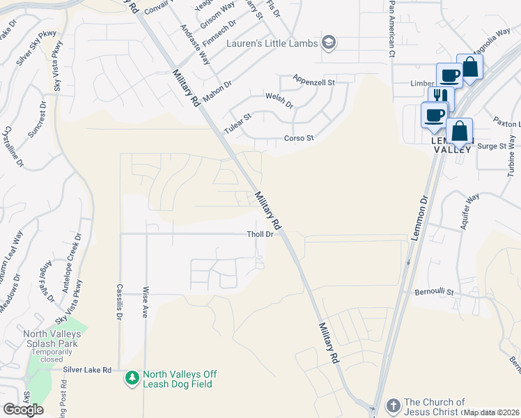 map of restaurants, bars, coffee shops, grocery stores, and more near 8322 Kelly Lane in Reno