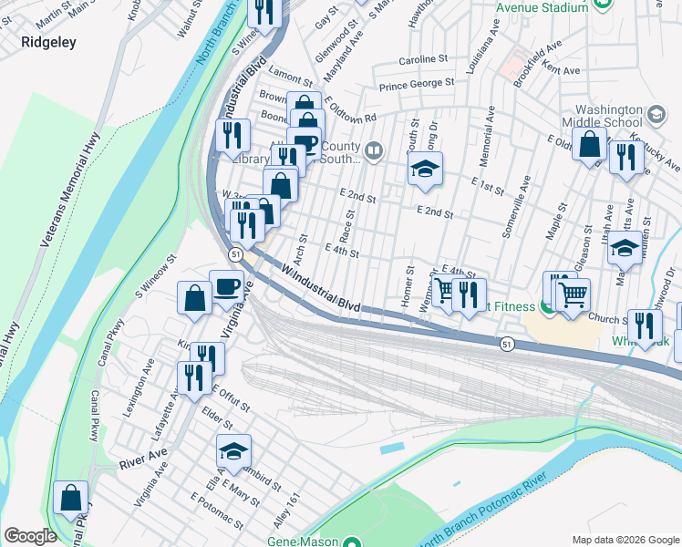 map of restaurants, bars, coffee shops, grocery stores, and more near 433 Seymour Street in Cumberland