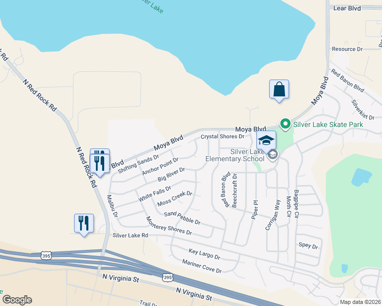 map of restaurants, bars, coffee shops, grocery stores, and more near 7817 Anchor Point Drive in Reno