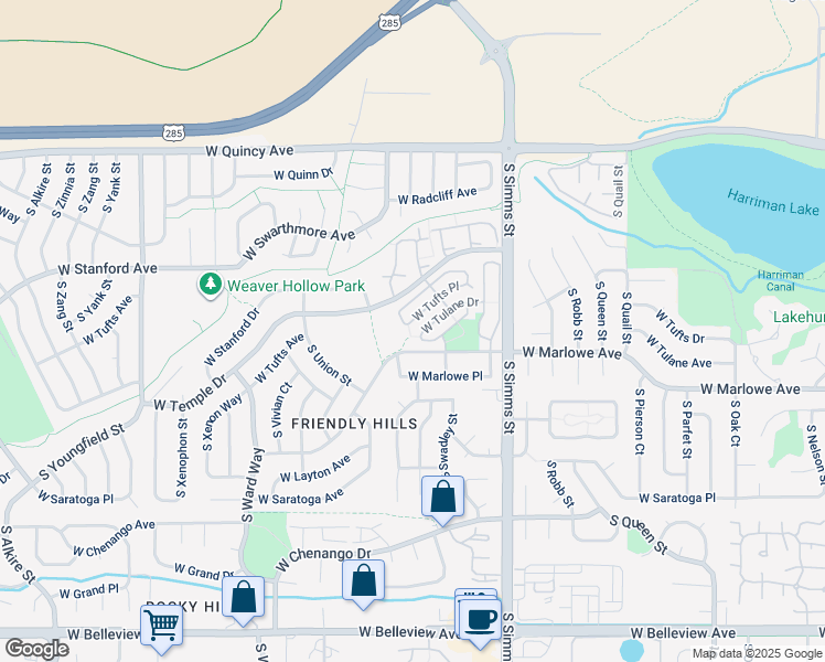 map of restaurants, bars, coffee shops, grocery stores, and more near 11886 West Tulane Drive in Morrison