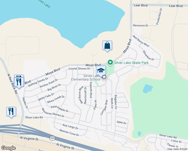 map of restaurants, bars, coffee shops, grocery stores, and more near 8770 Sopwith Boulevard in Reno